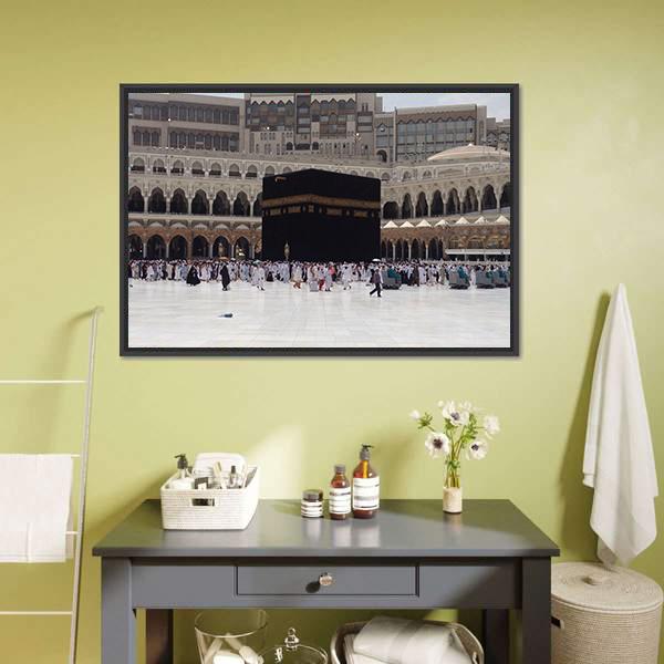 Masjid Al Haram Mecca Canvas Wall Art-1 Piece-Floating Frame-24" x 16"-Tiaracle