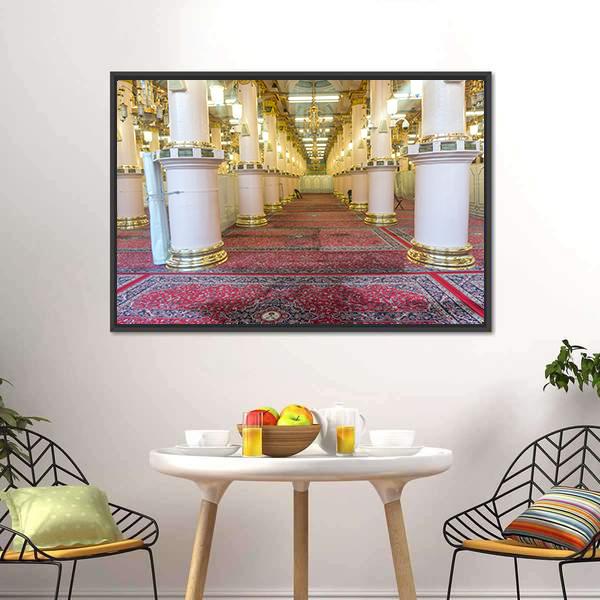 Masjid-E-Nabawi Inside Canvas Wall Art-3 Horizontal-Gallery Wrap-25" x 16"-Tiaracle