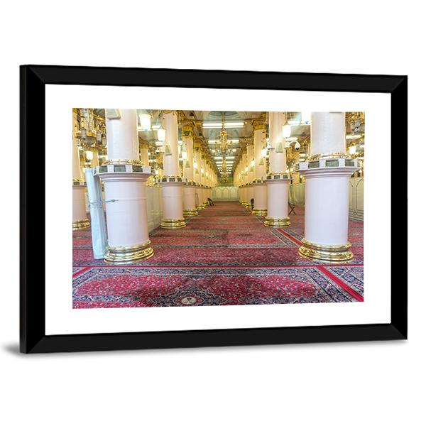 Masjid-E-Nabawi Inside Canvas Wall Art-3 Horizontal-Gallery Wrap-25" x 16"-Tiaracle