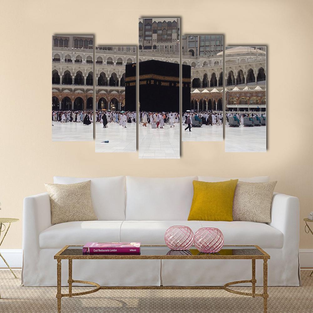 Masjid Al Haram Mecca Canvas Wall Art-5 Pop-Gallery Wrap-47" x 32"-Tiaracle