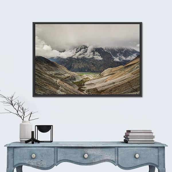 Mastuj River & Valley Canvas Wall Art-1 Piece-Floating Frame-24" x 16"-Tiaracle