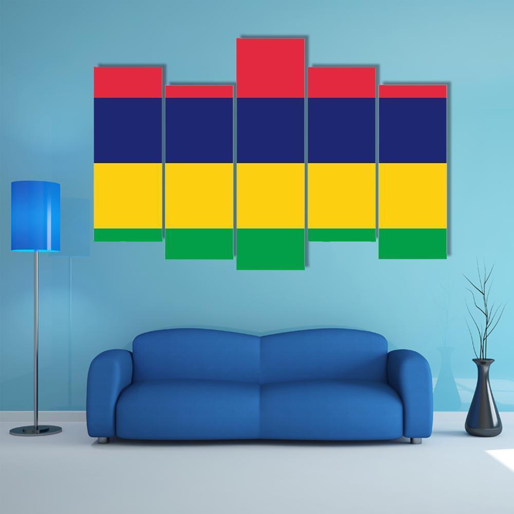 Mauritius Flag Canvas Wall Art-5 Pop-Gallery Wrap-47" x 32"-Tiaracle