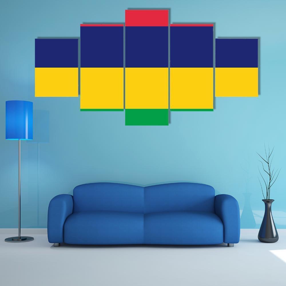 Mauritius Flag Canvas Wall Art-5 Star-Gallery Wrap-62" x 32"-Tiaracle