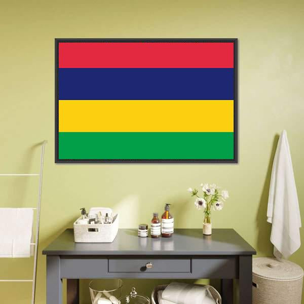 Mauritius Flag Canvas Wall Art-1 Piece-Floating Frame-24" x 16"-Tiaracle