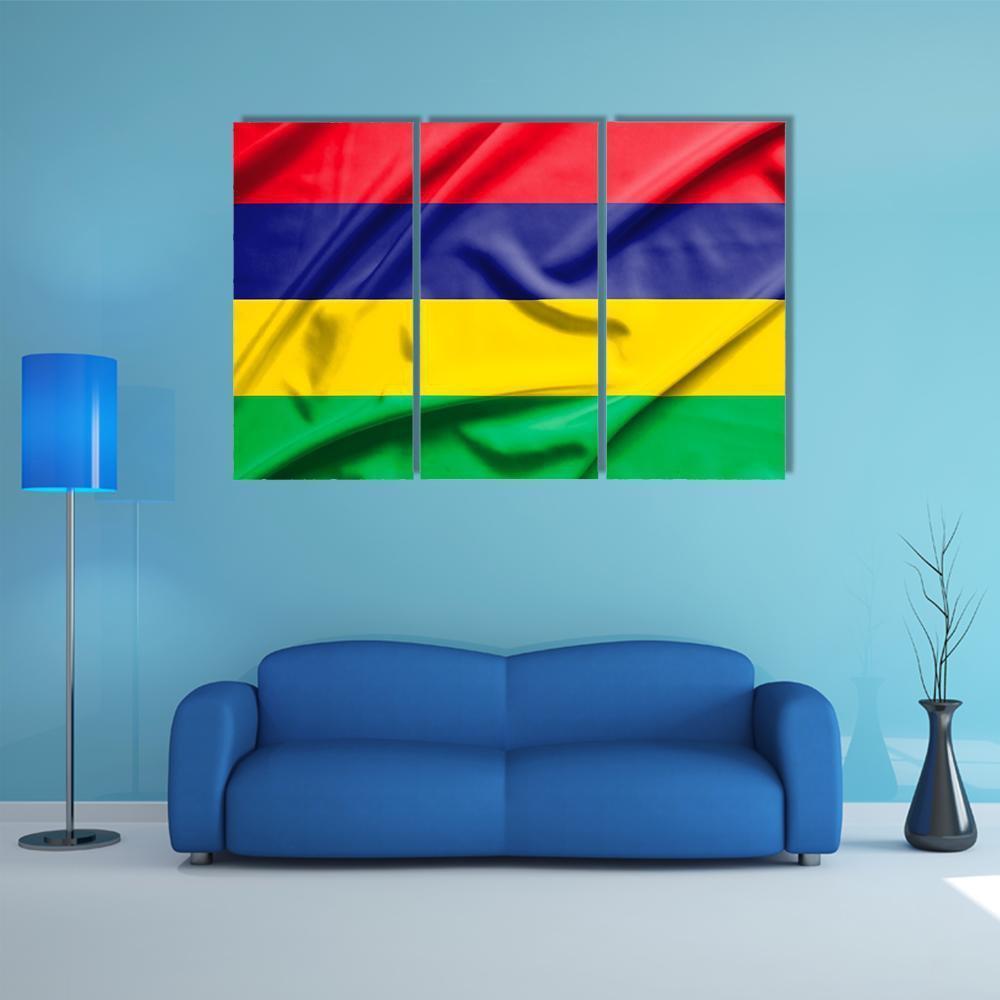 Waving Mauritius Flag Canvas Wall Art-3 Horizontal-Gallery Wrap-37" x 24"-Tiaracle
