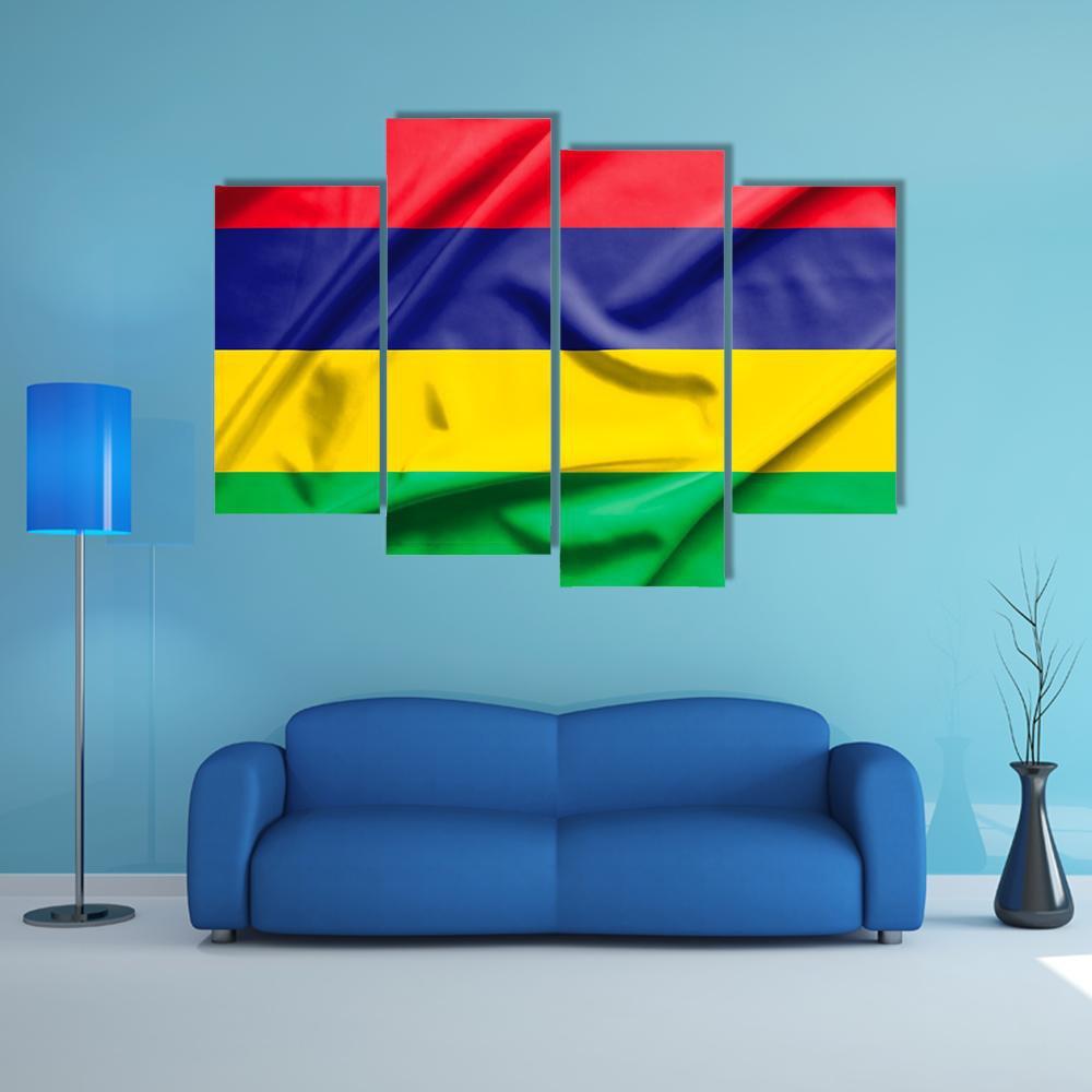 Waving Mauritius Flag Canvas Wall Art-4 Pop-Gallery Wrap-50" x 32"-Tiaracle