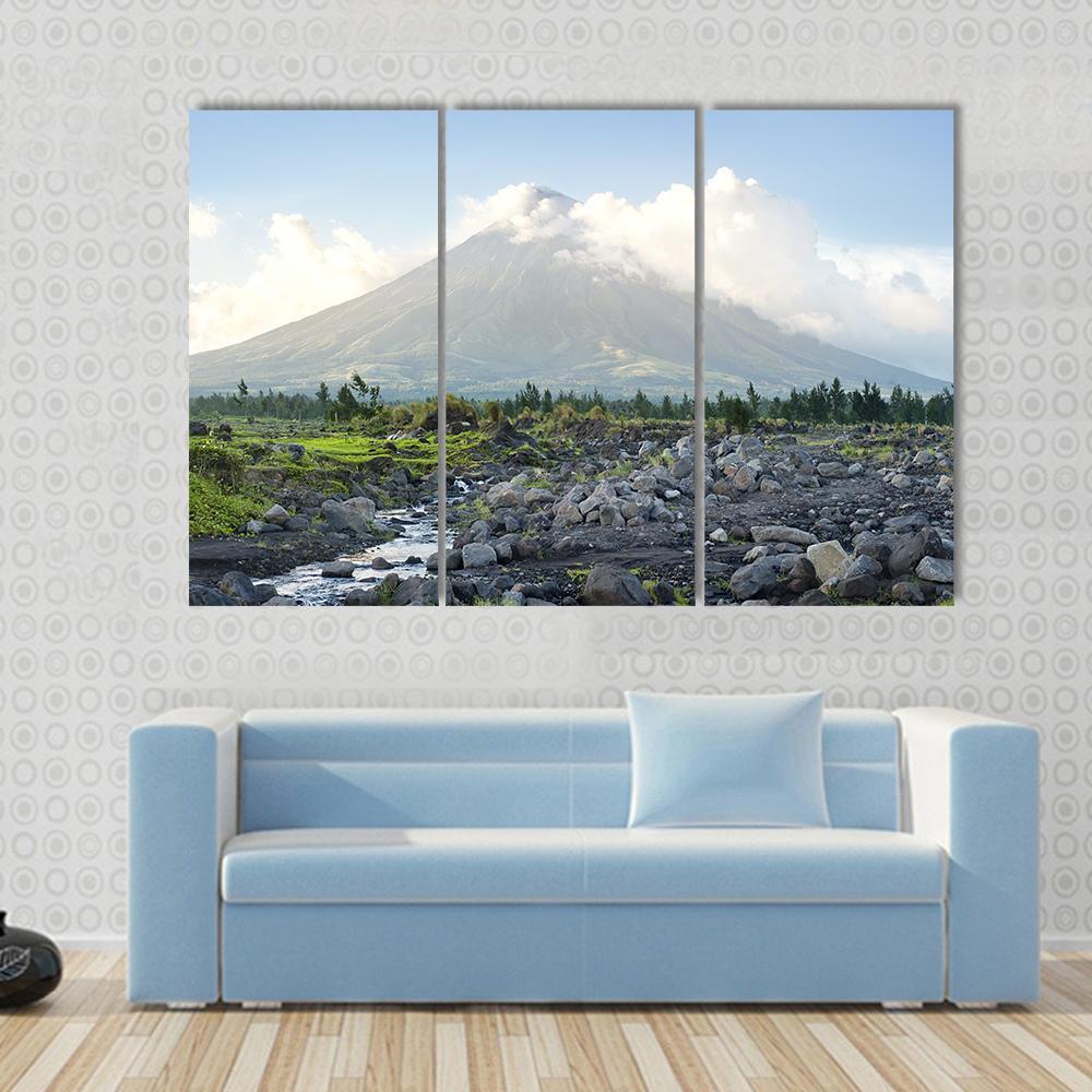 Mayon Volcano Philippines Canvas Wall Art-3 Horizontal-Gallery Wrap-37" x 24"-Tiaracle