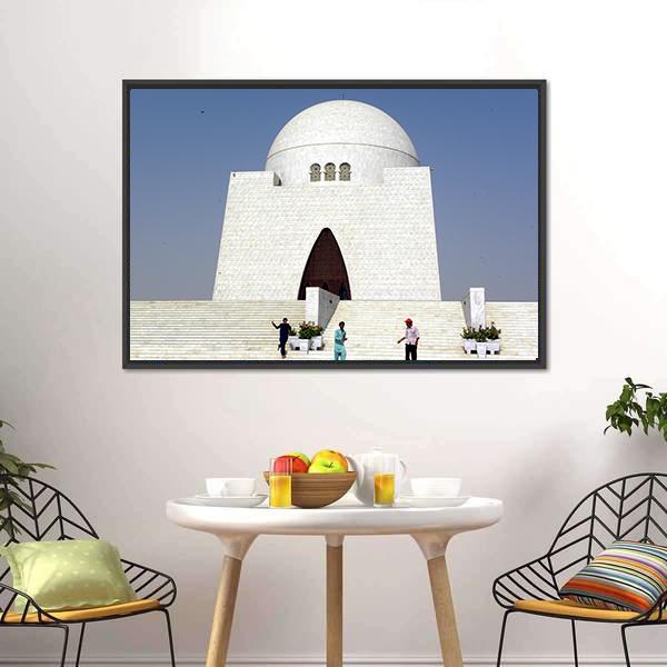 Mazar-E-Quaid Karachi Canvas Wall Art-1 Piece-Floating Frame-24" x 16"-Tiaracle