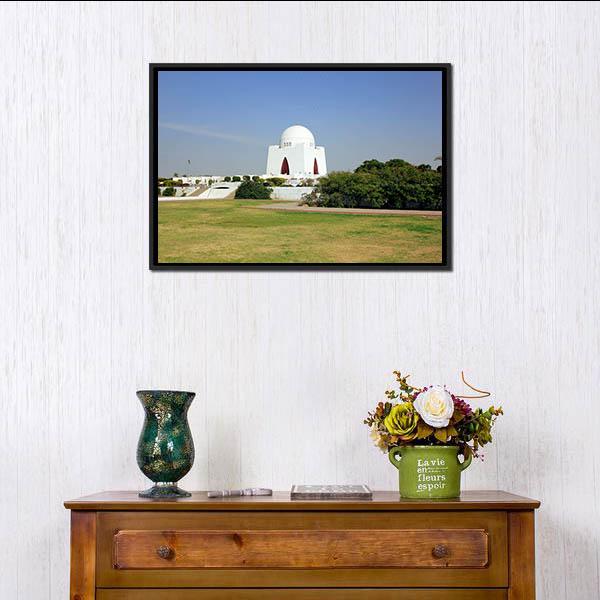 Mazar-E-Quaid Pakistan Canvas Wall Art-1 Piece-Floating Frame-24" x 16"-Tiaracle