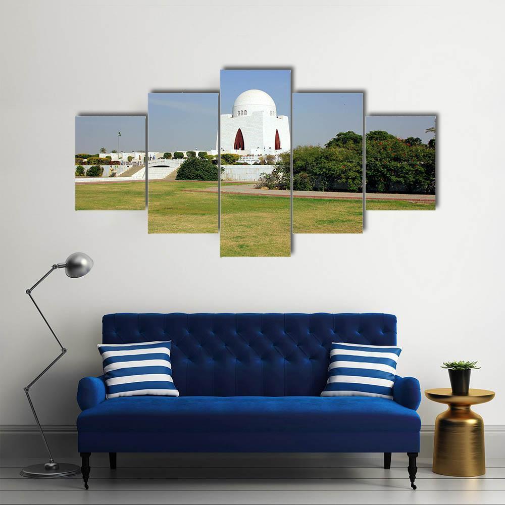 Mazar-E-Quaid Pakistan Canvas Wall Art-5 Star-Gallery Wrap-62" x 32"-Tiaracle