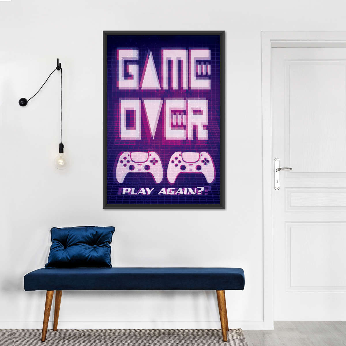 Game Over Play Again Sign Sign Wall Art