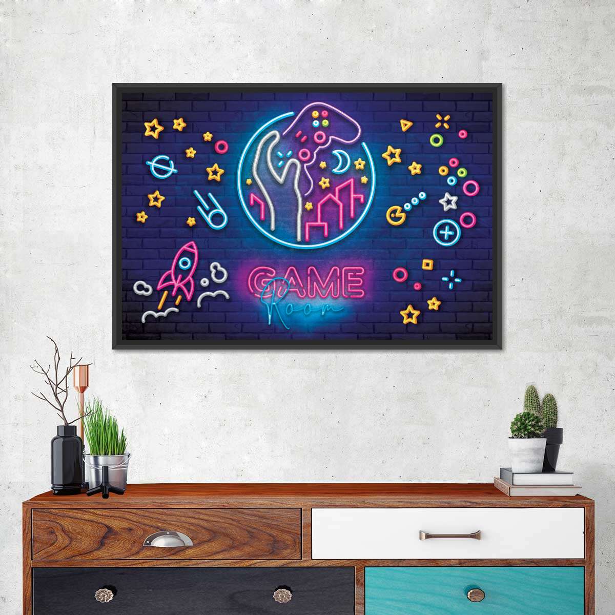 Spielzimmer Neonsymbole Wandkunst