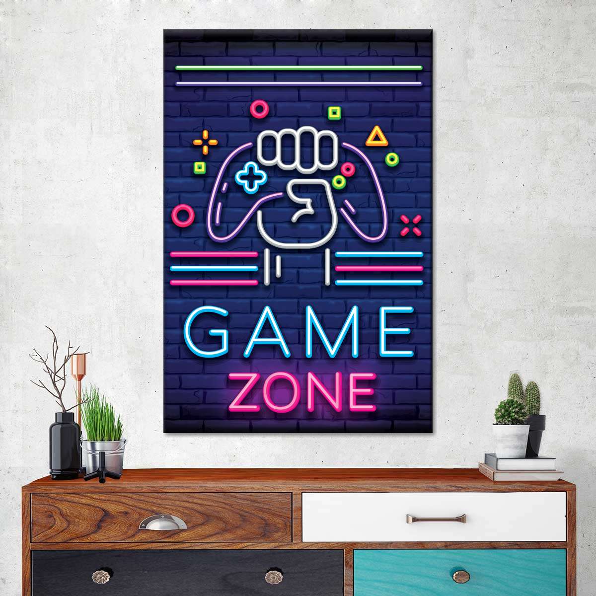 Neon -Spielzone Wandkunst