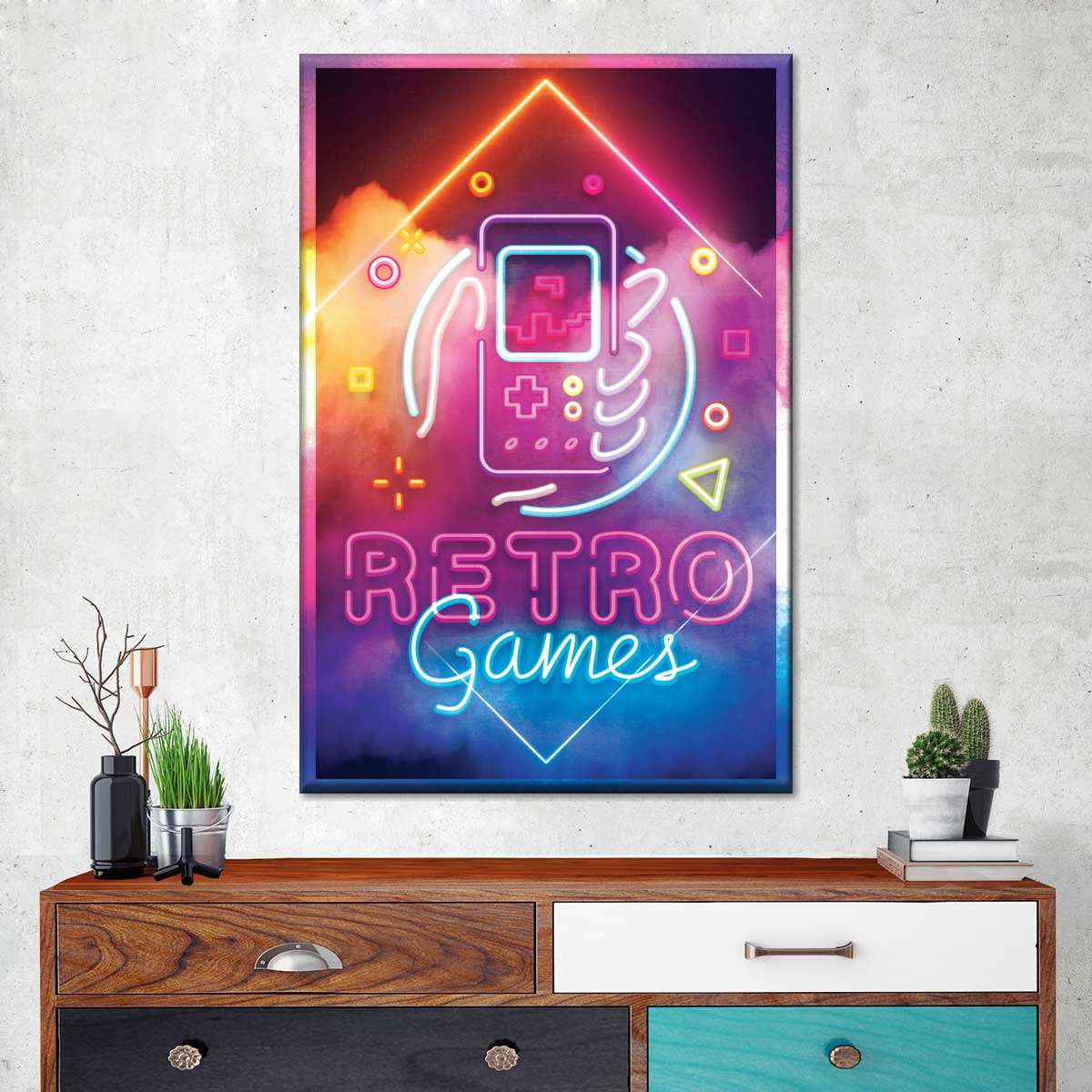 ریٹرو گیمز نیین لائٹ وال آرٹ