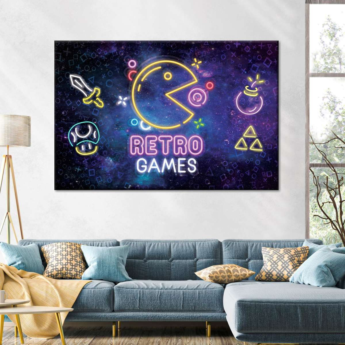 Neon -Retro -Spiele Wandkunst