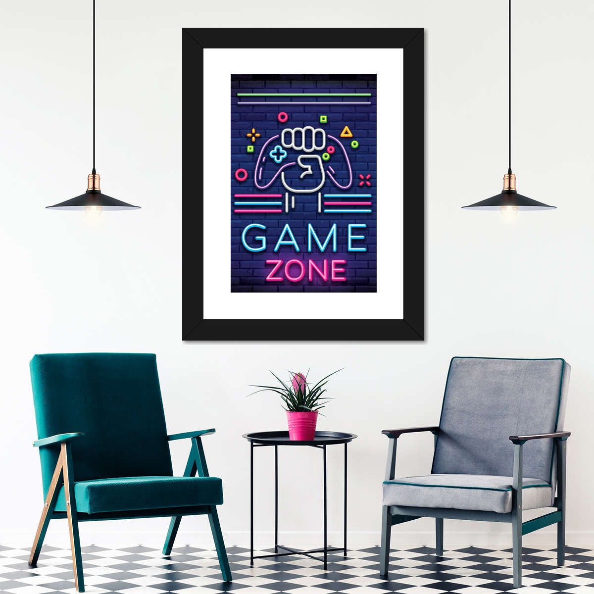 Neon -Spielzone Wandkunst
