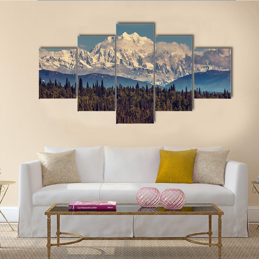 McKinley Peak Canvas Wall Art-5 Star-Gallery Wrap-62" x 32"-Tiaracle