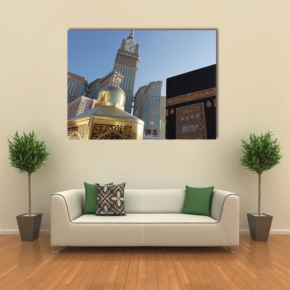 Clock Tower Mecca Canvas Wall Art-1 Piece-Gallery Wrap-48" x 32"-Tiaracle