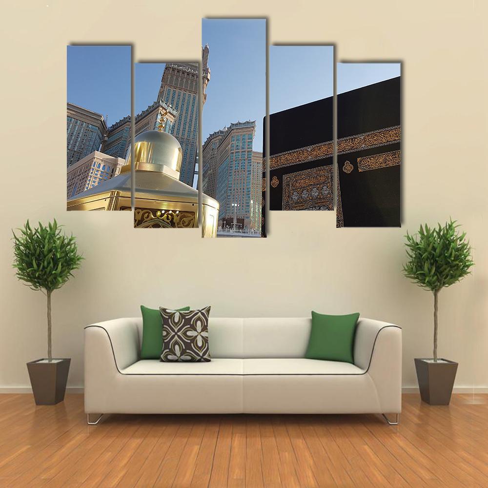 Clock Tower Mecca Canvas Wall Art-5 Pop-Gallery Wrap-47" x 32"-Tiaracle