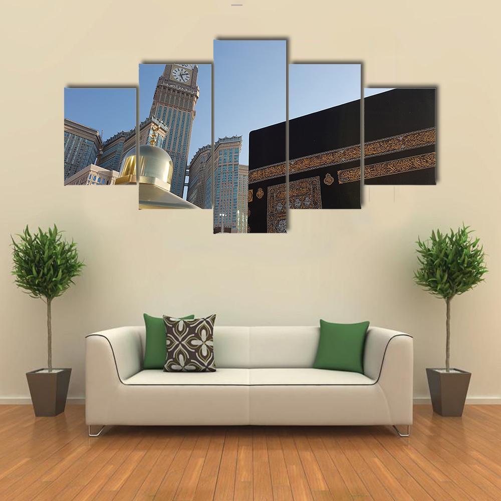 Clock Tower Mecca Canvas Wall Art-5 Star-Gallery Wrap-62" x 32"-Tiaracle