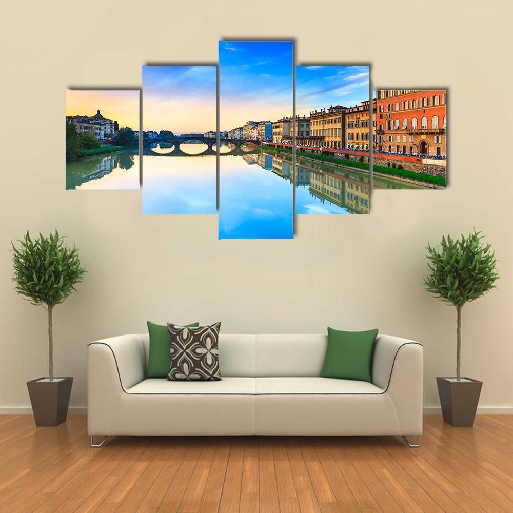 Carraia Medieval Bridge Canvas Wall Art-5 Star-Gallery Wrap-62" x 32"-Tiaracle