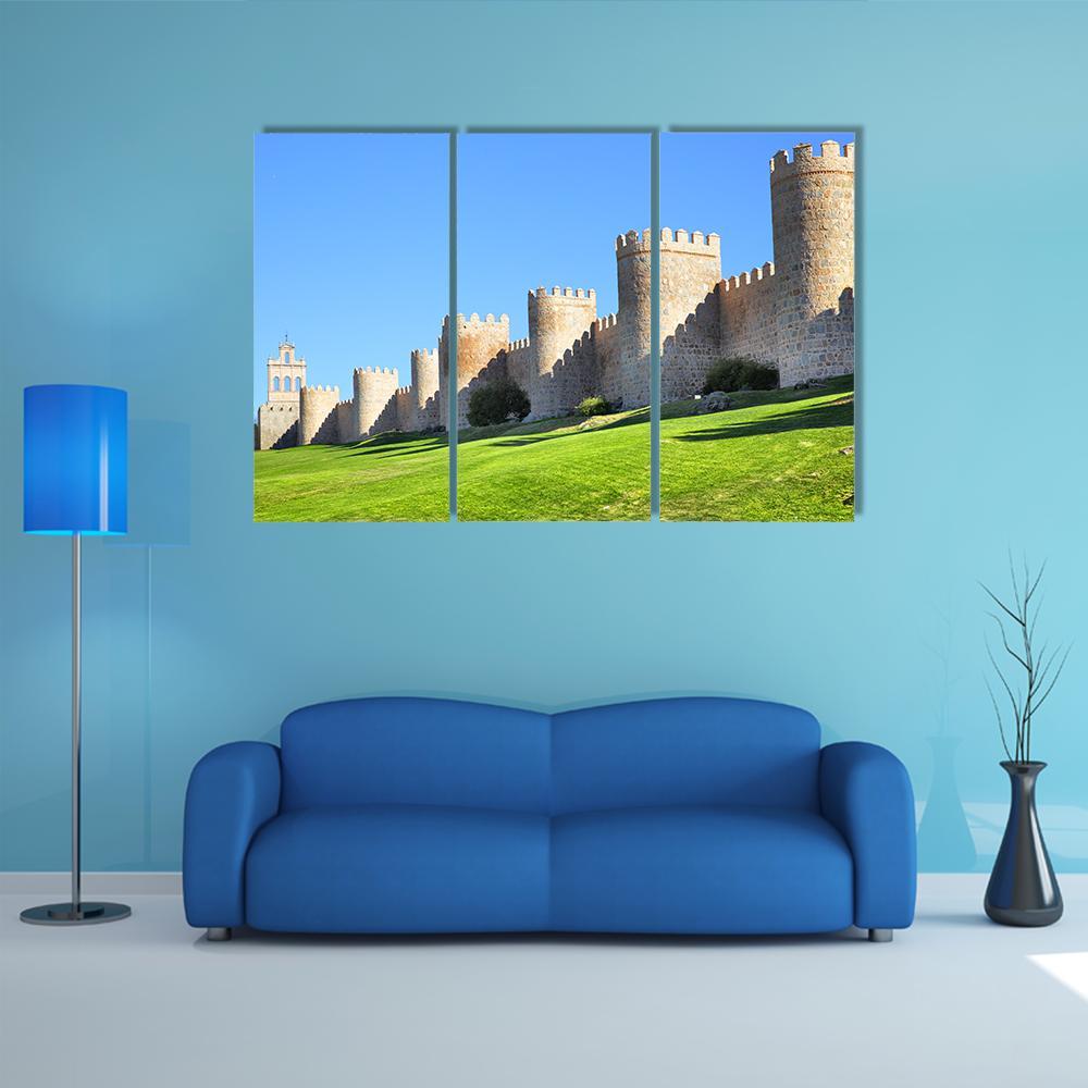 City Walls Of Avila Canvas Wall Art-3 Horizontal-Gallery Wrap-37" x 24"-Tiaracle