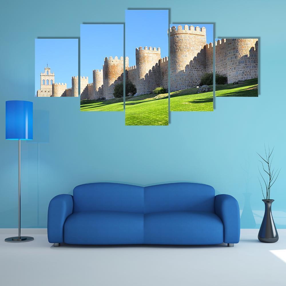 City Walls Of Avila Canvas Wall Art-5 Star-Gallery Wrap-62" x 32"-Tiaracle