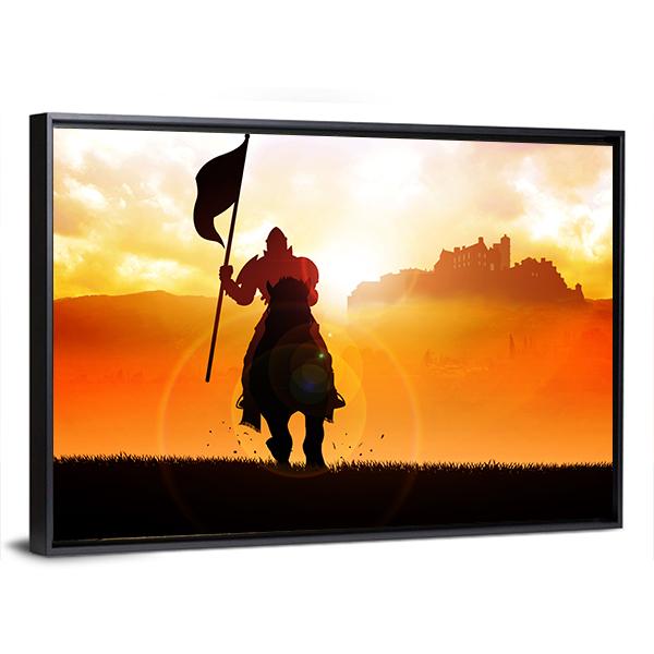 Medieval Knight On Horse Canvas Wall Art-3 Horizontal-Gallery Wrap-25" x 16"-Tiaracle