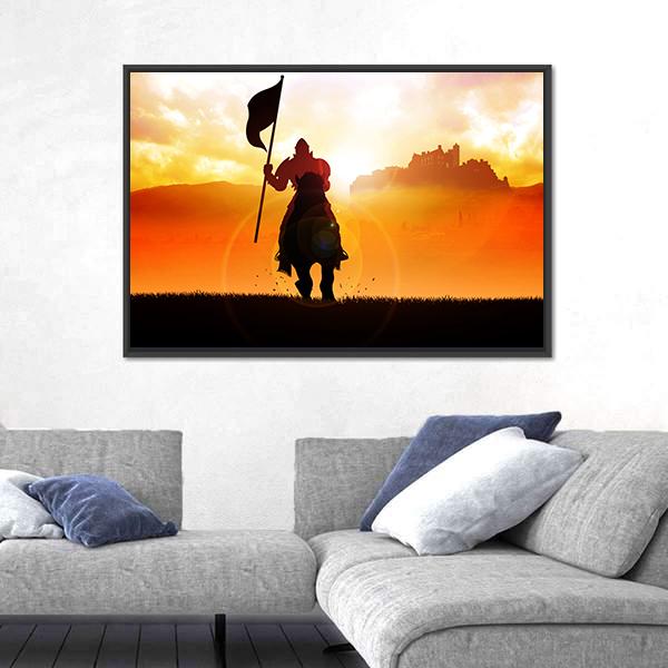 Medieval Knight On Horse Canvas Wall Art-3 Horizontal-Gallery Wrap-25" x 16"-Tiaracle