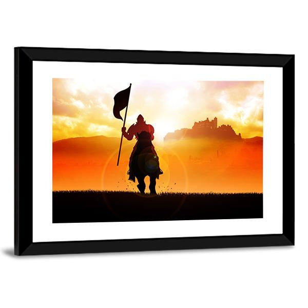 Medieval Knight On Horse Canvas Wall Art-3 Horizontal-Gallery Wrap-25" x 16"-Tiaracle