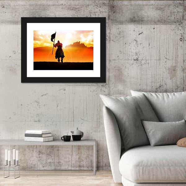 Medieval Knight On Horse Canvas Wall Art-3 Horizontal-Gallery Wrap-25" x 16"-Tiaracle