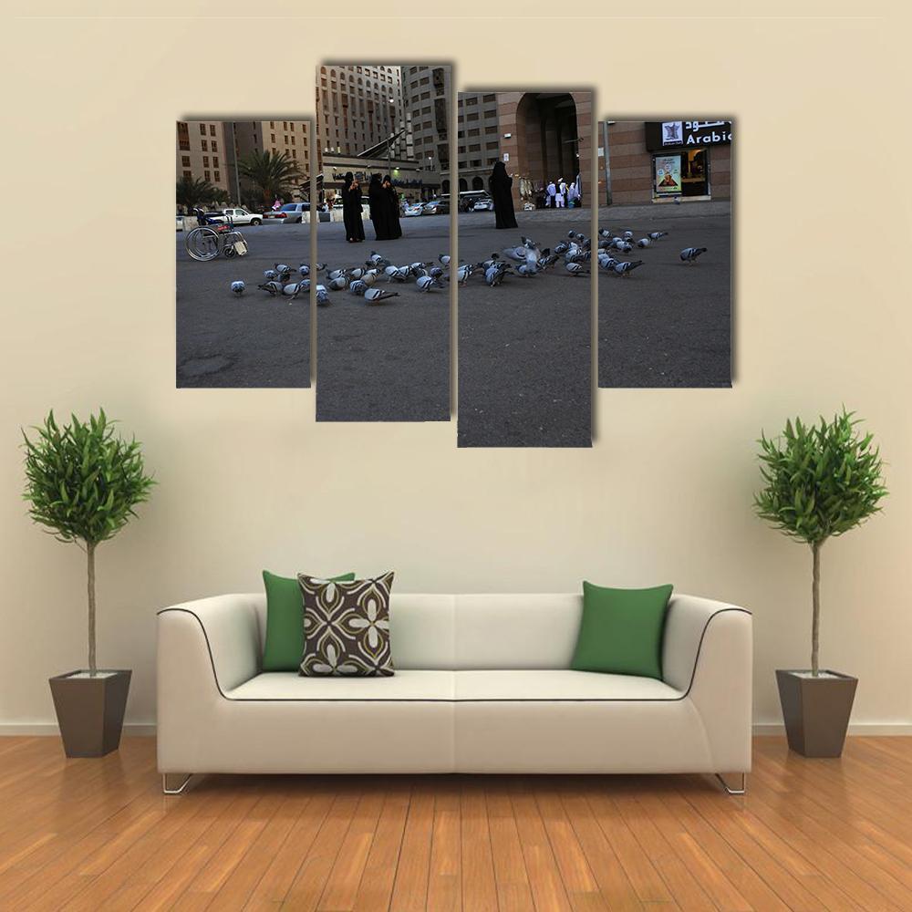 Medinah Street View Canvas Wall Art-4 Pop-Gallery Wrap-50" x 32"-Tiaracle