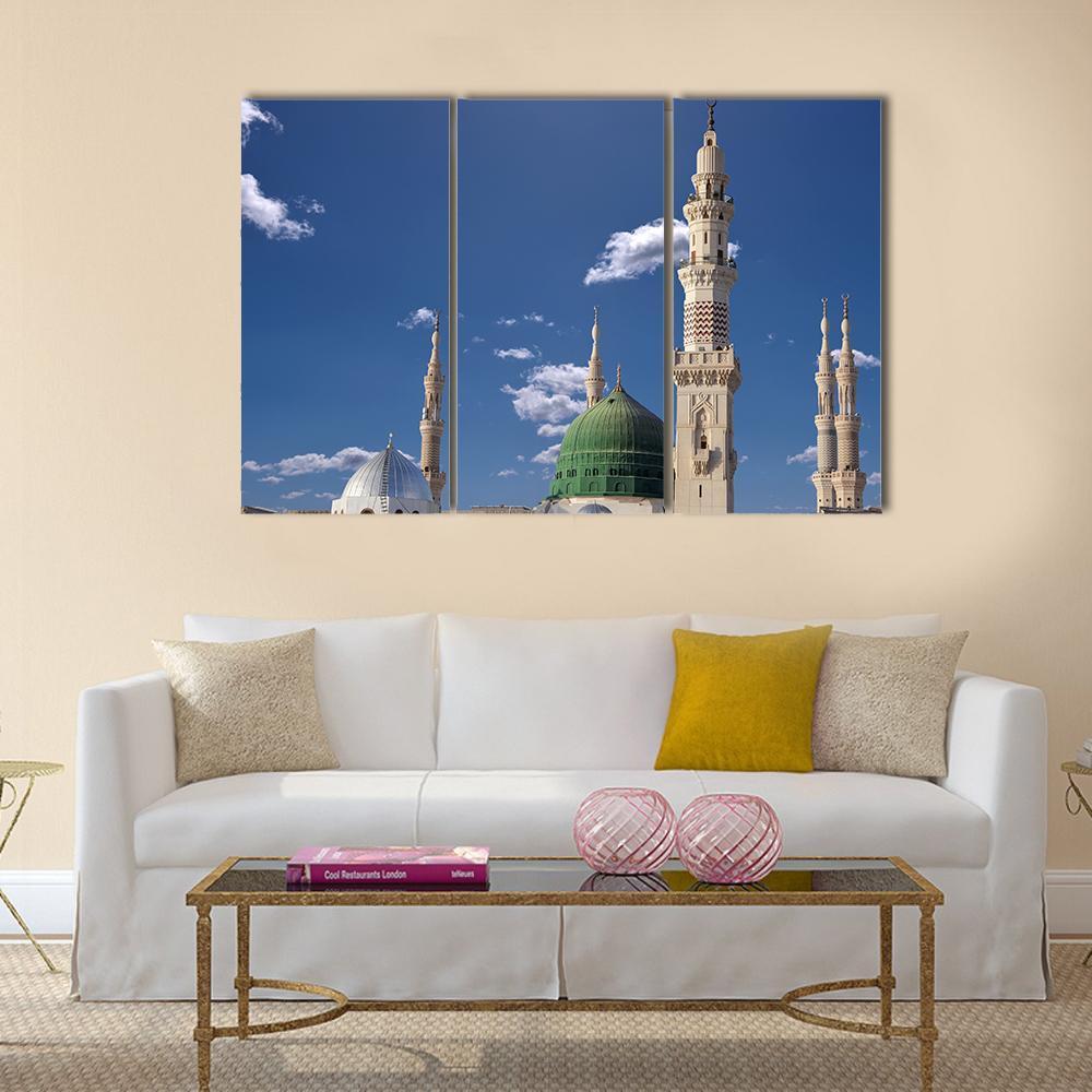 Medinah Mosque Canvas Wall Art-3 Horizontal-Gallery Wrap-37" x 24"-Tiaracle