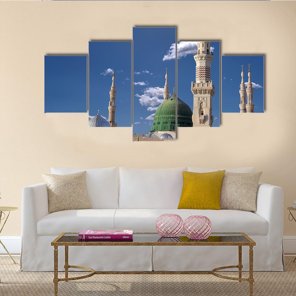 Medinah Mosque Canvas Wall Art-5 Star-Gallery Wrap-62" x 32"-Tiaracle