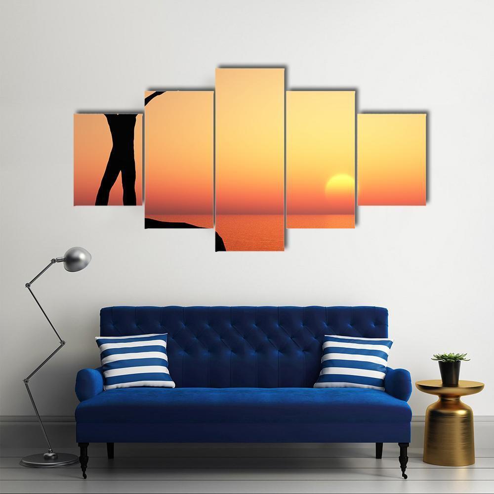Man Greeting Sun Canvas Wall Art-5 Star-Gallery Wrap-62" x 32"-Tiaracle