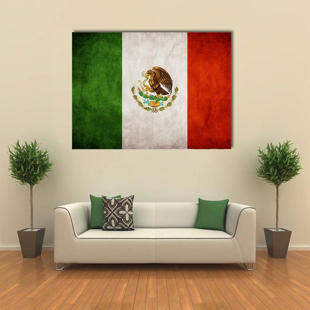 Mexican Flag Canvas Wall Art-1 Piece-Gallery Wrap-48" x 32"-Tiaracle