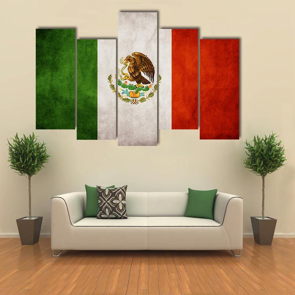 Mexican Flag Canvas Wall Art-5 Pop-Gallery Wrap-47" x 32"-Tiaracle