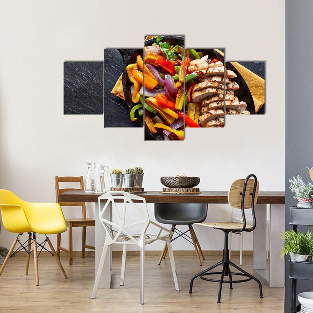 Mexican Grilled Chicken Fajitas Canvas Wall Art-5 Star-Gallery Wrap-62" x 32"-Tiaracle