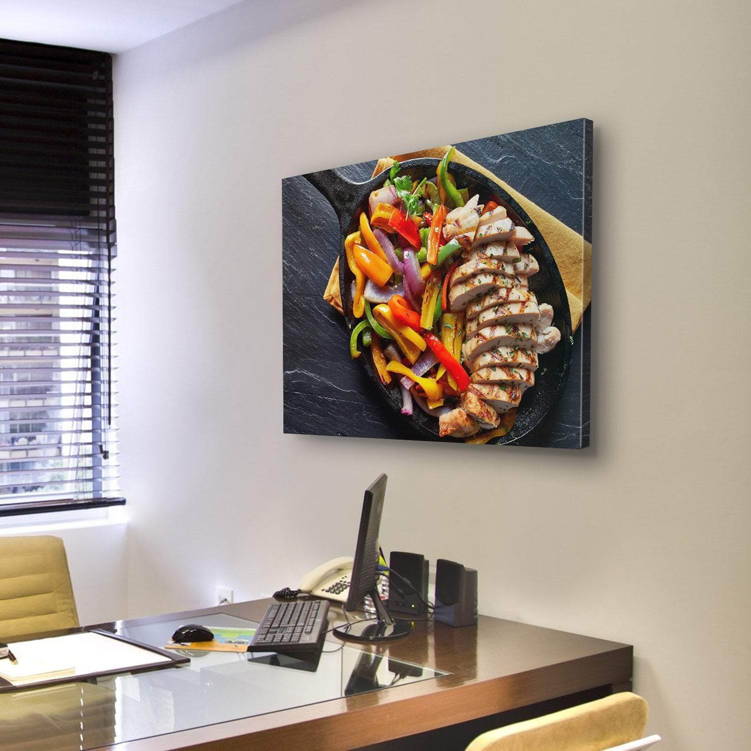 Mexican Grilled Chicken Fajitas Canvas Wall Art-3 Horizontal-Gallery Wrap-25" x 16"-Tiaracle