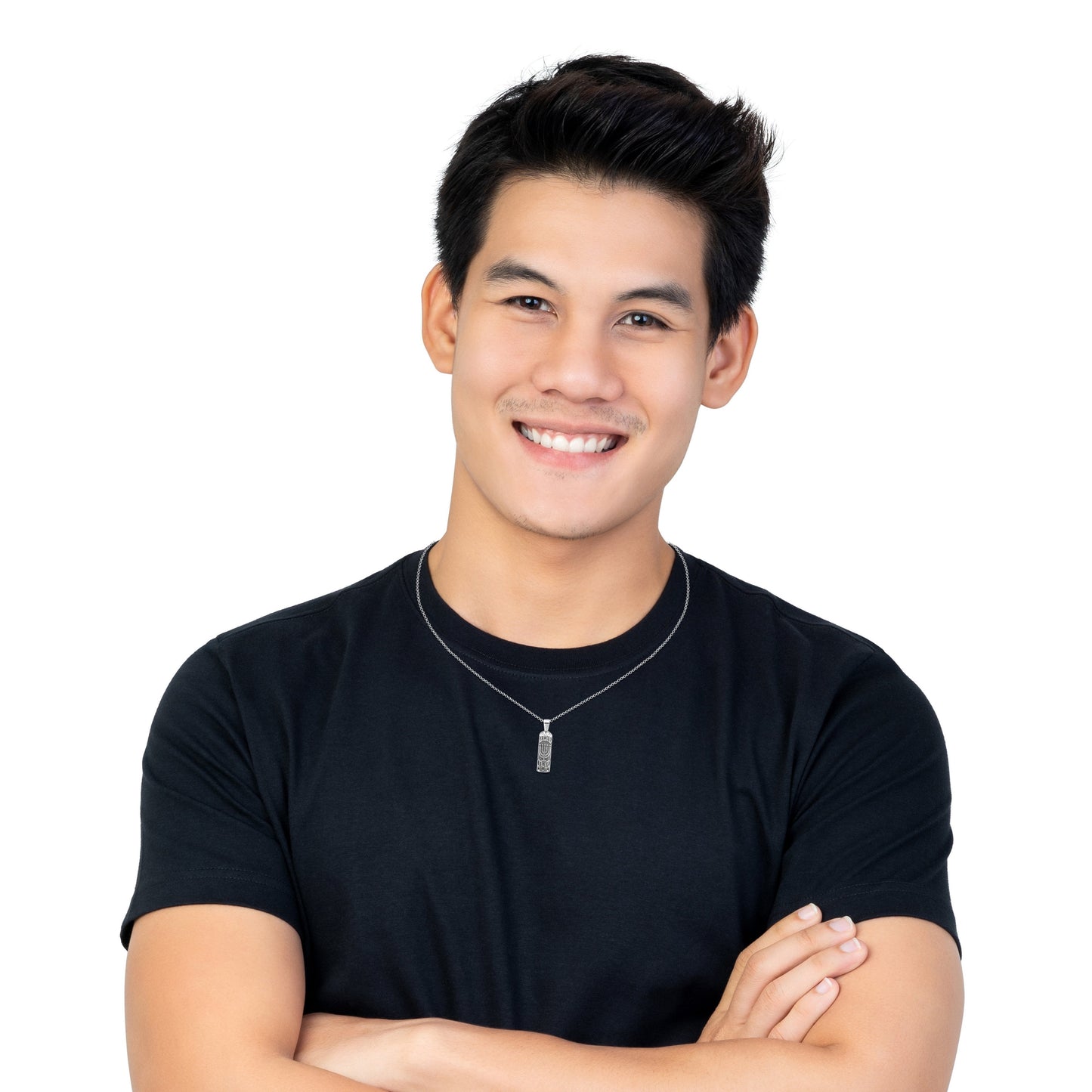 Mezuzah Necklace with Menorah in Sterling Silver