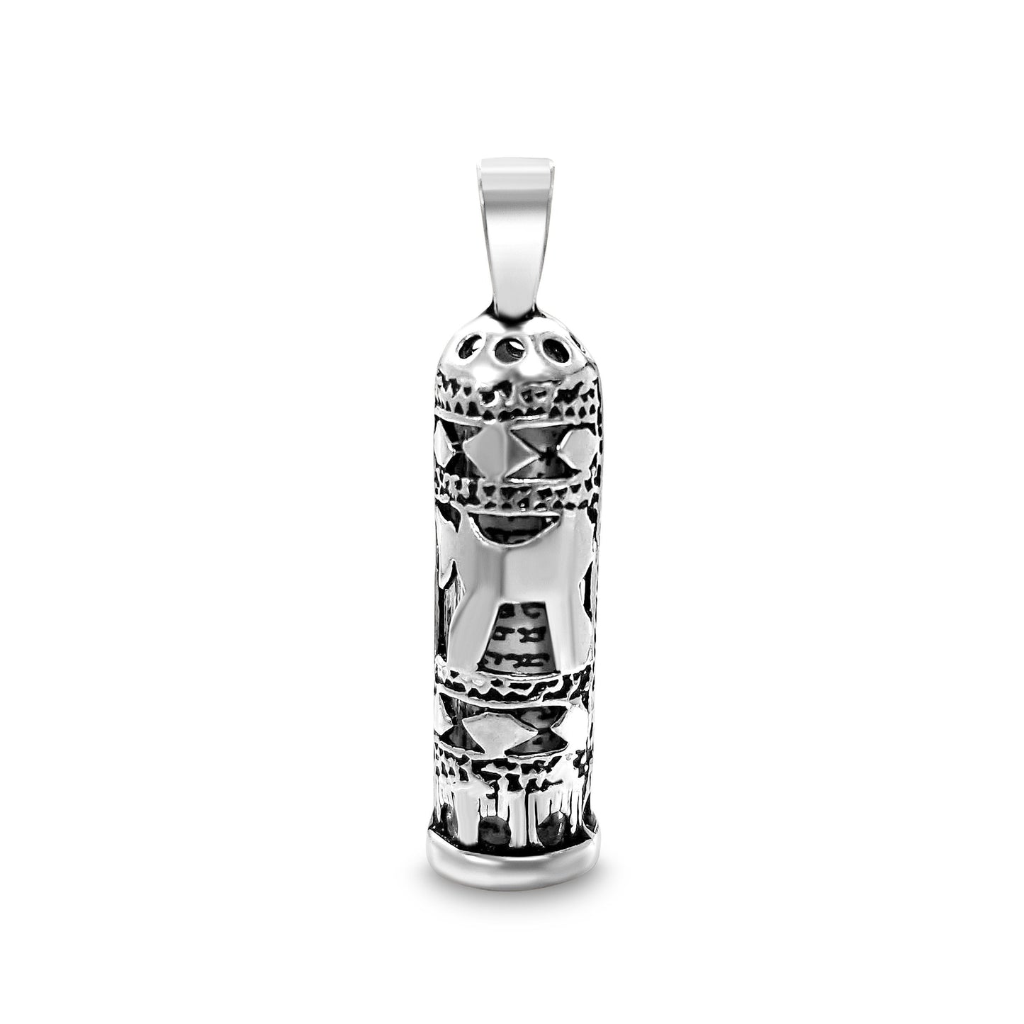 Mezuzah Jewelry with Chai Symbol and Chain in Sterling Silver