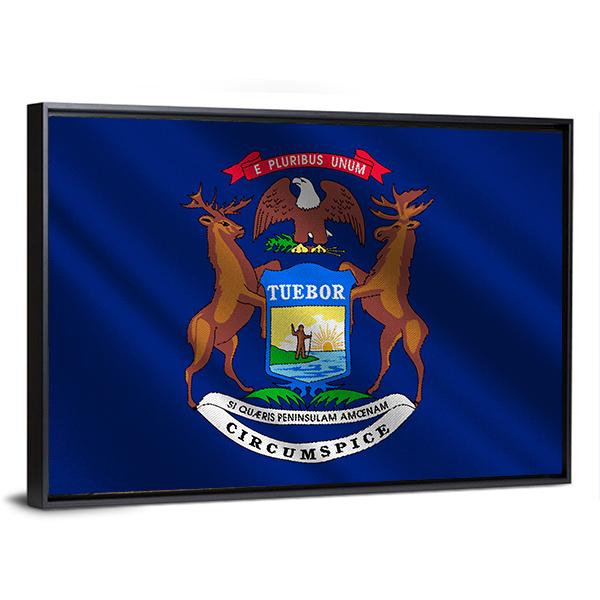 Michigan Flag Canvas Wall Art-3 Horizontal-Gallery Wrap-25" x 16"-Tiaracle