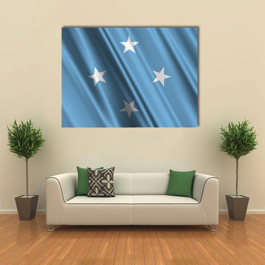Micronesia Flag Canvas Wall Art-1 Piece-Gallery Wrap-48" x 32"-Tiaracle