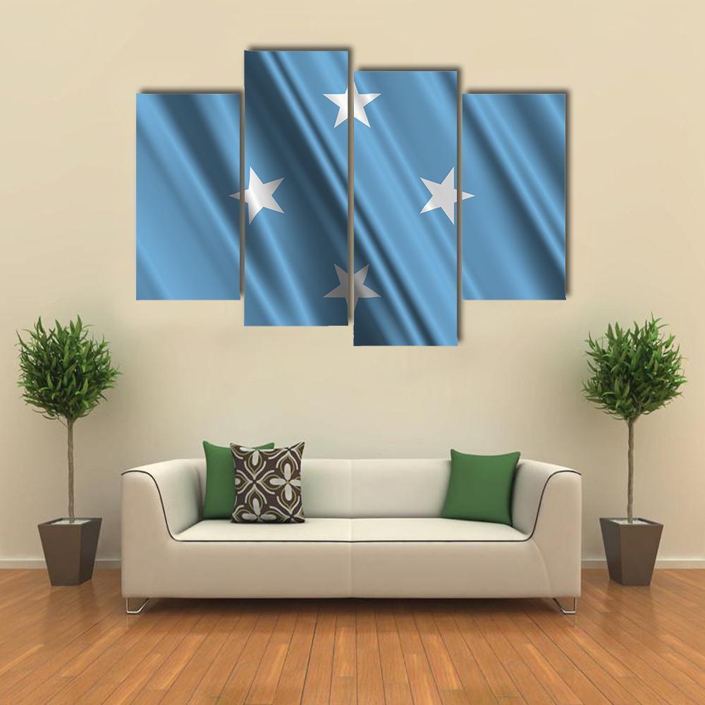 Micronesia Flag Canvas Wall Art-4 Pop-Gallery Wrap-50" x 32"-Tiaracle