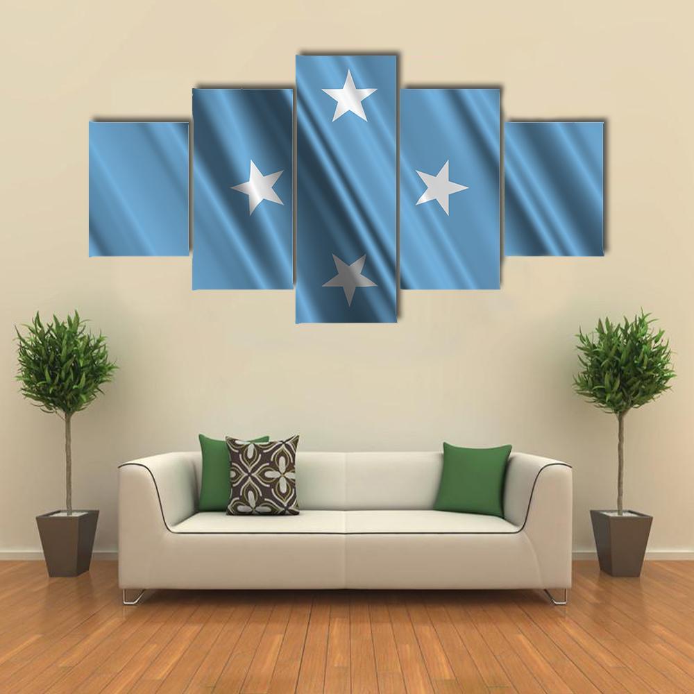 Micronesia Flag Canvas Wall Art-5 Star-Gallery Wrap-62" x 32"-Tiaracle