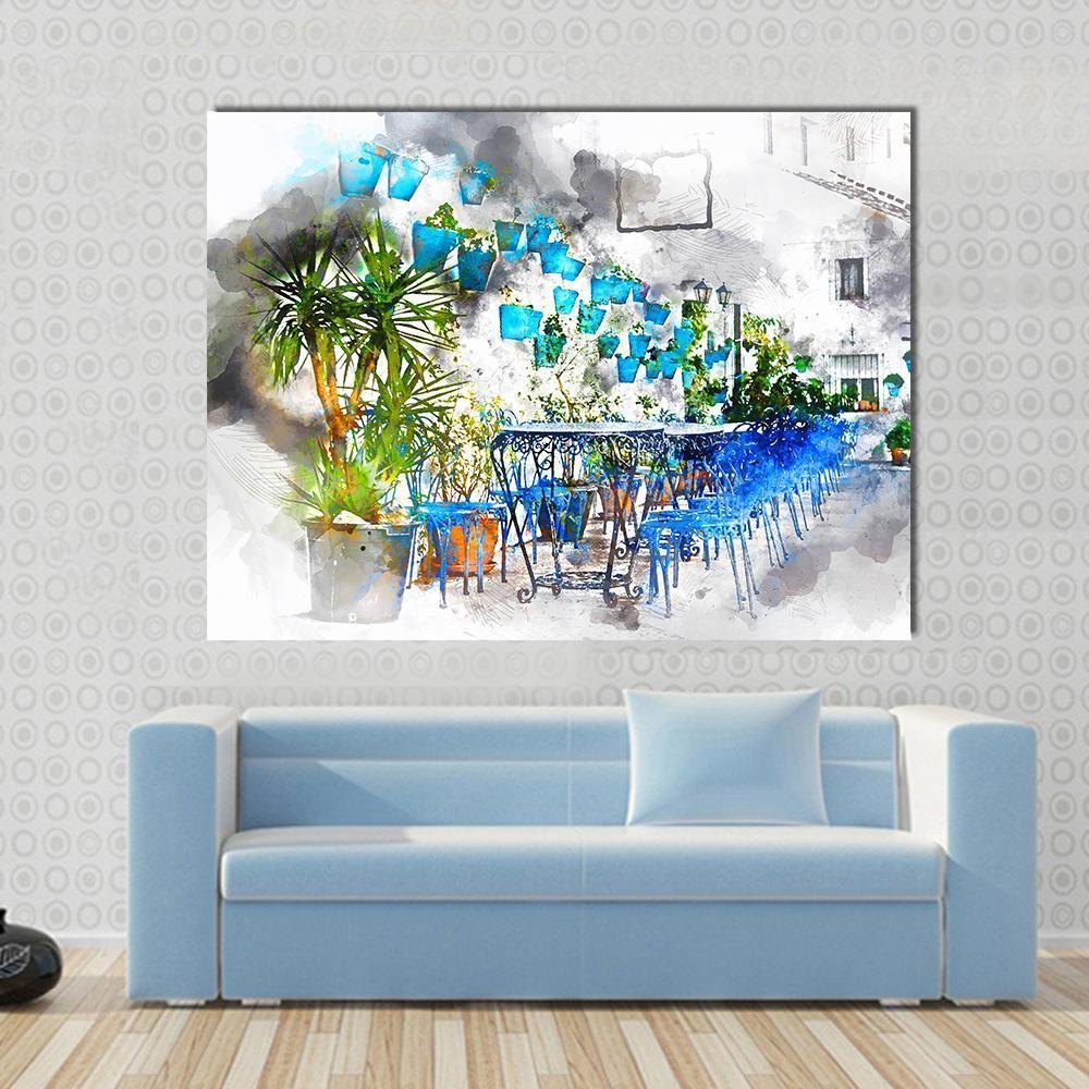 Mijas street Spain Canvas Wall Art-1 Piece-Gallery Wrap-48" x 32"-Tiaracle