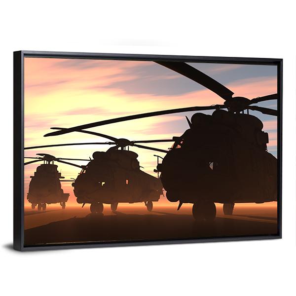 Military Helicopters Canvas Wall Art-3 Horizontal-Gallery Wrap-25" x 16"-Tiaracle