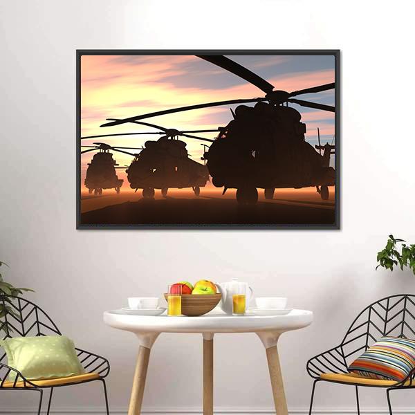 Military Helicopters Canvas Wall Art-3 Horizontal-Gallery Wrap-25" x 16"-Tiaracle