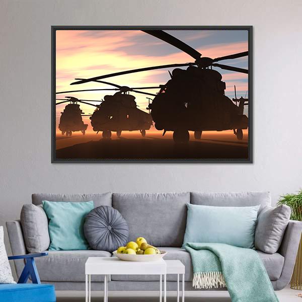 Military Helicopters Canvas Wall Art-3 Horizontal-Gallery Wrap-25" x 16"-Tiaracle