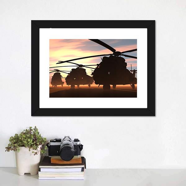 Military Helicopters Canvas Wall Art-1 Piece-Framed Print-20" x 16"-Tiaracle